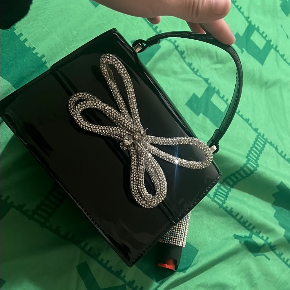 Aldo Black Mini Bag with Crystal Bow